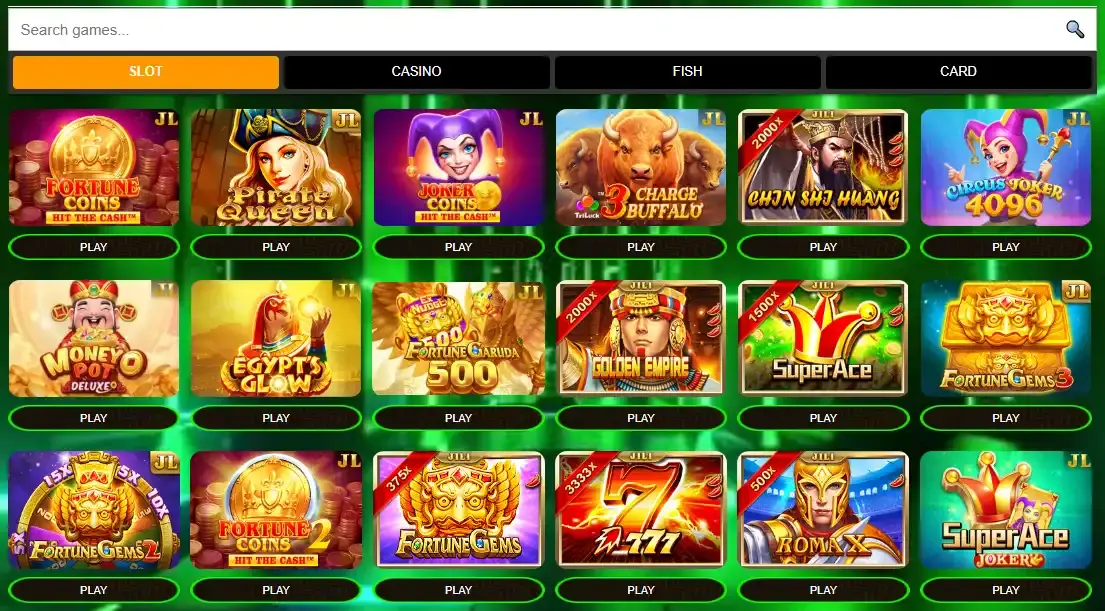 WinMate88 game lobby with pokies, table games and live casino categories visible